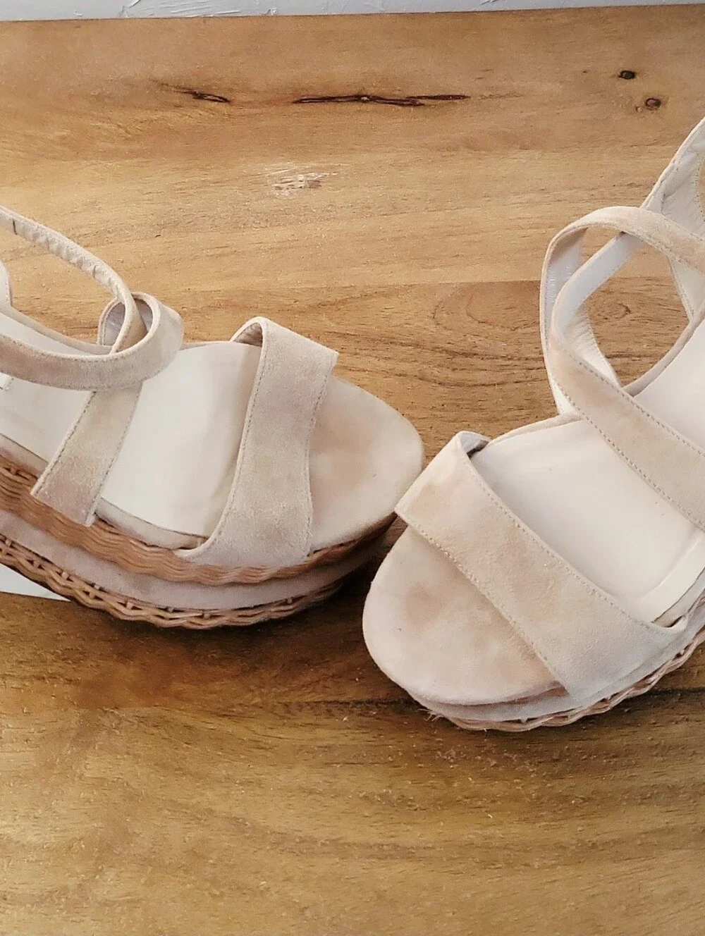 Paloma Barcelo Wicker & Suede Platform Sandals Size 40 / US 9-9.5